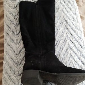 Black faux suede boots